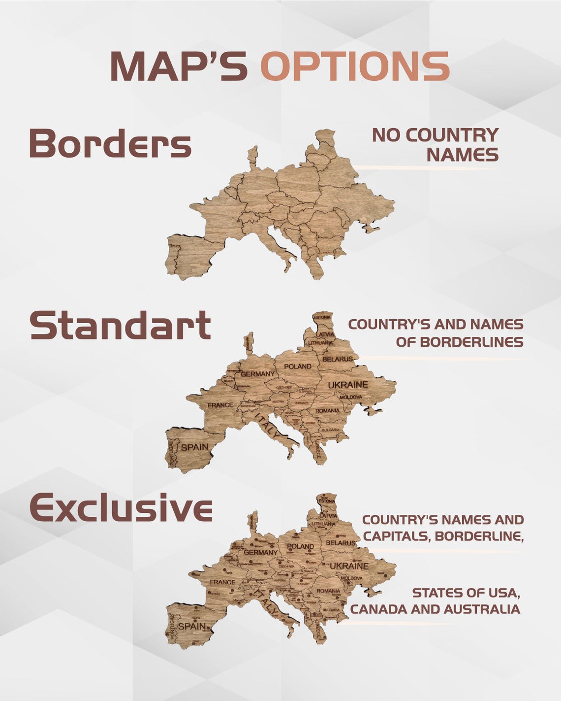 Wooden World Travel Wall Map