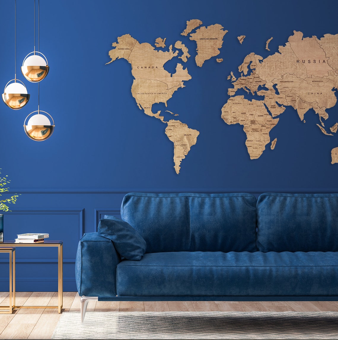 Wooden World Wall Map