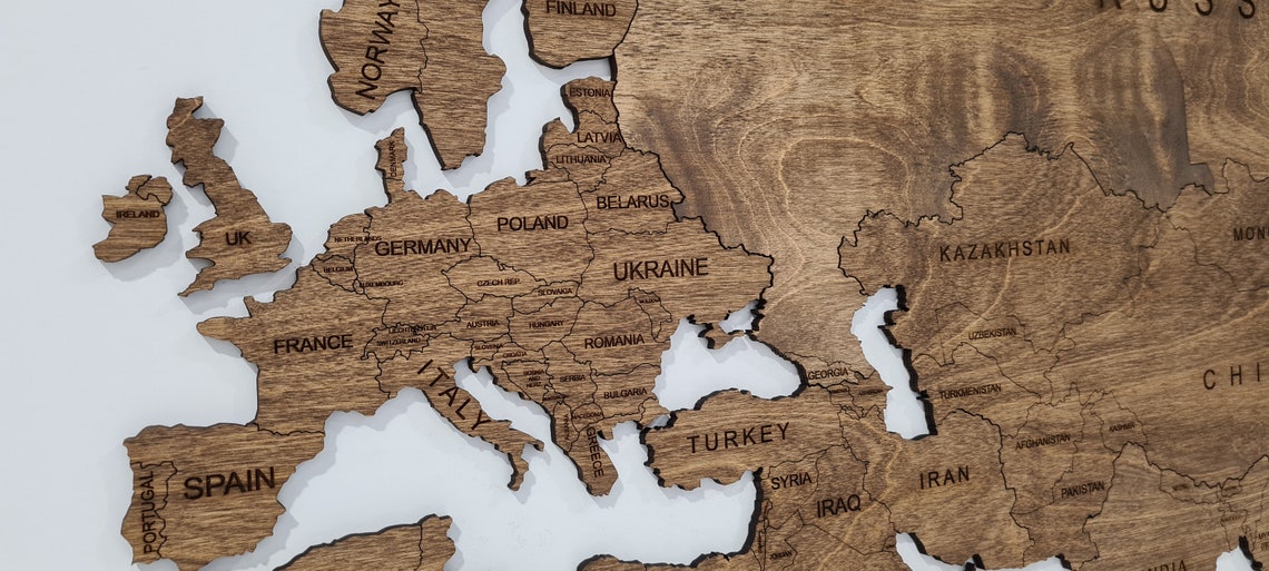 Wooden World Travel Wall Map
